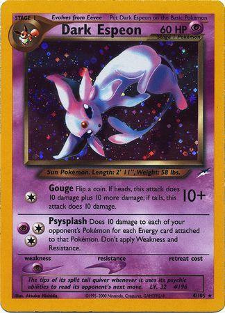 Holo Rare, Holofoil, Neo Destiny Unlimited, Psychic, Psychic[×2] Dark Espeon (4/105) [Neo Destiny Unlimited] - Trading Card World