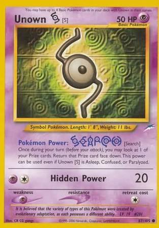 87, Common, Neo Destiny Unlimited, Normal, Psychic, Psychic[×2] Unown [S] (87/105) [Neo Destiny Unlimited] - Trading Card World