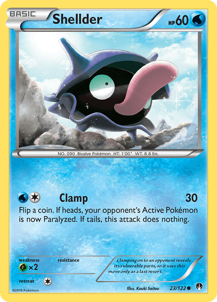 23, Common, Grass[×2], Normal, Reverse Holofoil, Water, XY: BREAKpoint Shellder (23/122) [XY: BREAKpoint] - Trading Card World