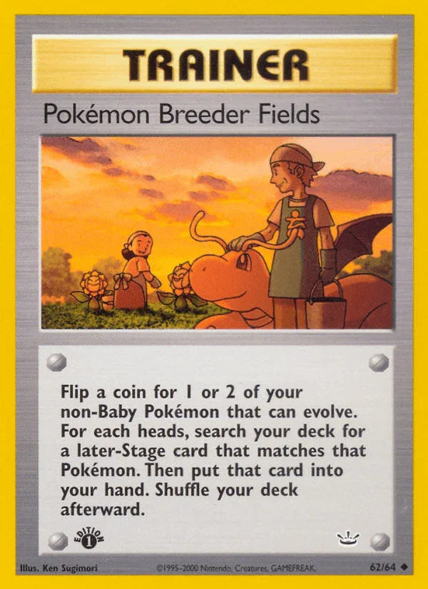 1st Edition Normal, 62, Neo Revelation 1st Edition, Trainer, Uncommon Pokemon Breeder Fields (62/64) [Neo Revelation 1st Edition] - Trading Card World