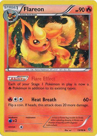 13, Fire, Holofoil, Uncommon, Water[×2], XY: Ancient Origins Flareon (13/98) (Cosmos Holo) [XY: Ancient Origins] - Trading Card World