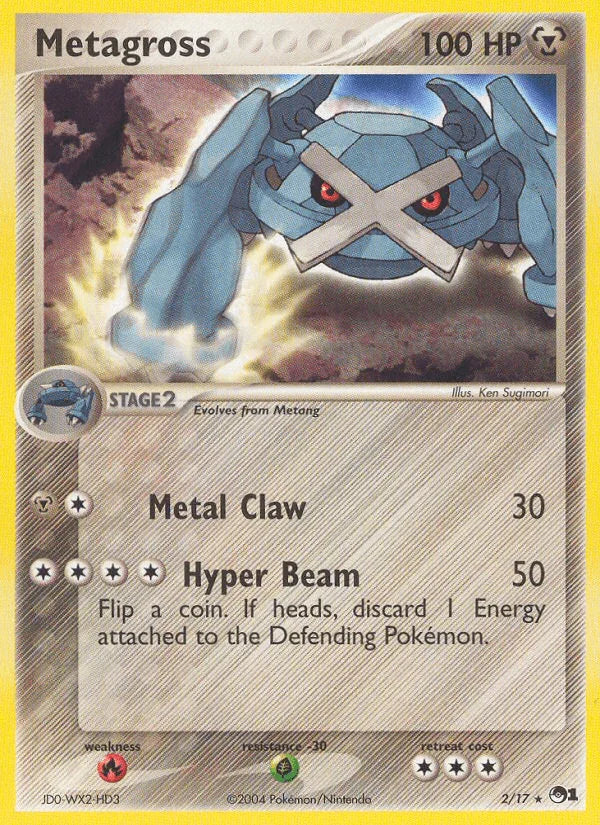 Fire[×2], Grass[-30], Holofoil, Metal, Normal, POP Series 1, Rare Metagross (2/17) [POP Series 1] - Trading Card World