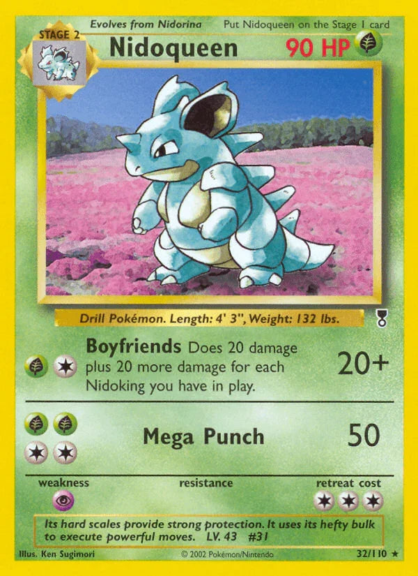 32, Grass, Legendary Collection, Normal, Psychic[×2], Rare, Reverse Holofoil Nidoqueen (32/110) [Legendary Collection] - Trading Card World