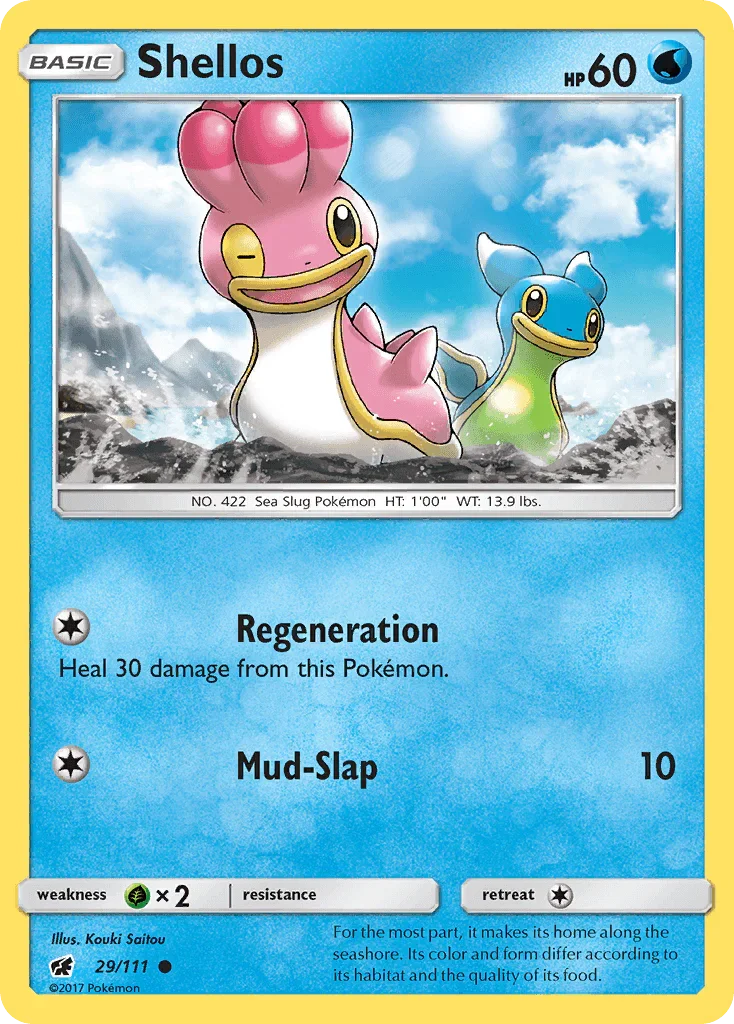 29, Common, Grass[×2], Normal, Reverse Holofoil, Sun & Moon: Crimson Invasion, Water Shellos (29/111) [Sun & Moon: Crimson Invasion] - Trading Card World