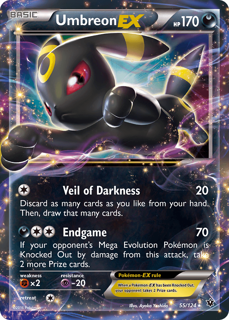 55, Darkness, Fighting[×2], Holofoil, Psychic[-20], Ultra Rare, XY: Fates Collide Umbreon EX (55/124) [XY: Fates Collide] - Trading Card World