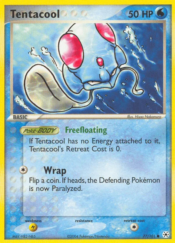 77, Common, EX: Hidden Legends, Lightning[×2], Normal, Reverse Holofoil, Water Tentacool (77/101) [EX: Hidden Legends] - Trading Card World