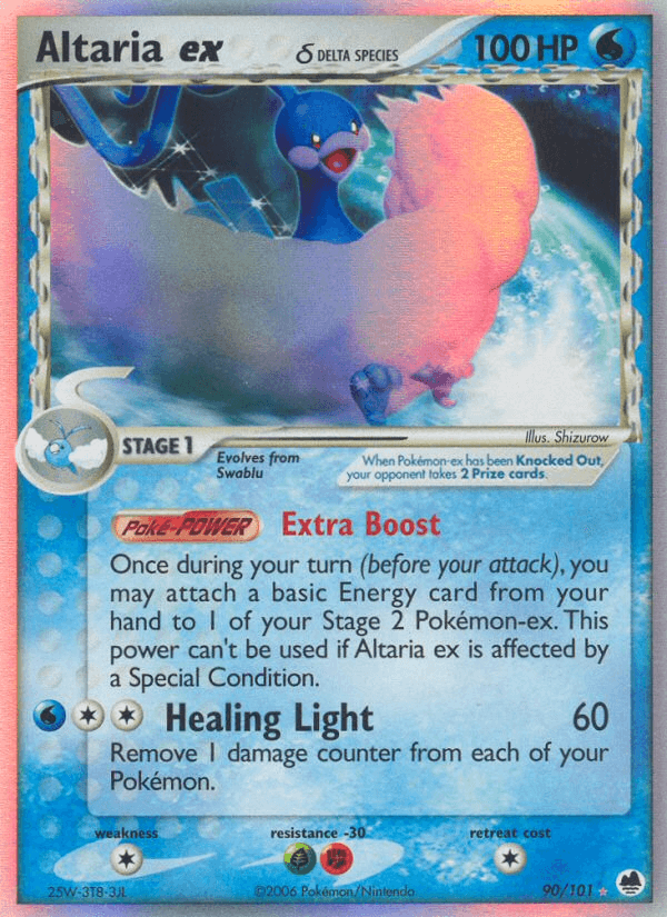 90, Colorless[×2], EX: Dragon Frontiers, Fighting[-30], Grass[-30], Holofoil, Ultra Rare, Water Altaria ex (90/101) (Delta Species) [EX: Dragon Frontiers] - Trading Card World