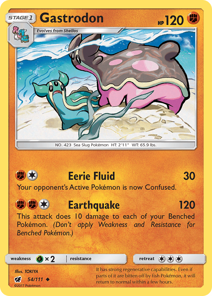 54, Fighting, Grass[×2], Normal, Reverse Holofoil, Sun & Moon: Crimson Invasion, Uncommon Gastrodon (54/111) [Sun & Moon: Crimson Invasion] - Trading Card World