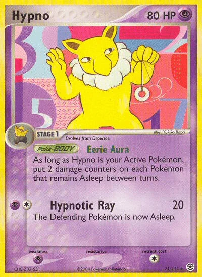 25, EX: FireRed & LeafGreen, Normal, Psychic, Psychic[×2], Rare, Reverse Holofoil Hypno (25/112) [EX: FireRed & LeafGreen] - Trading Card World
