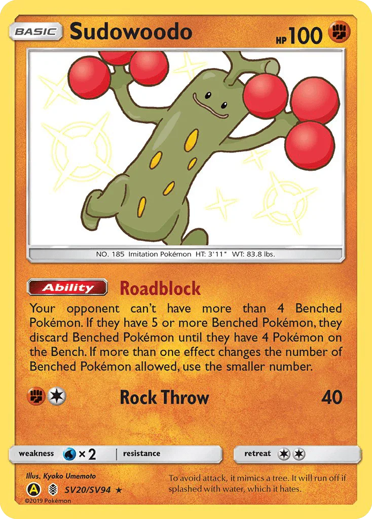 Fighting, Holofoil, Sun & Moon: Hidden Fates - Shiny Vault, SV20, Ultra Rare, Water[×2] Sudowoodo (SV20/SV94) [Sun & Moon: Hidden Fates - Shiny Vault] - Trading Card World