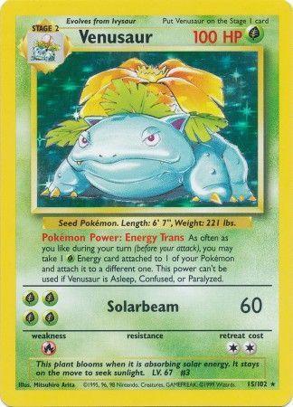 15, Base Set Unlimited, Fire[×2], Grass, Holo Rare, Holofoil Venusaur (15/102) [Base Set Unlimited] - Trading Card World