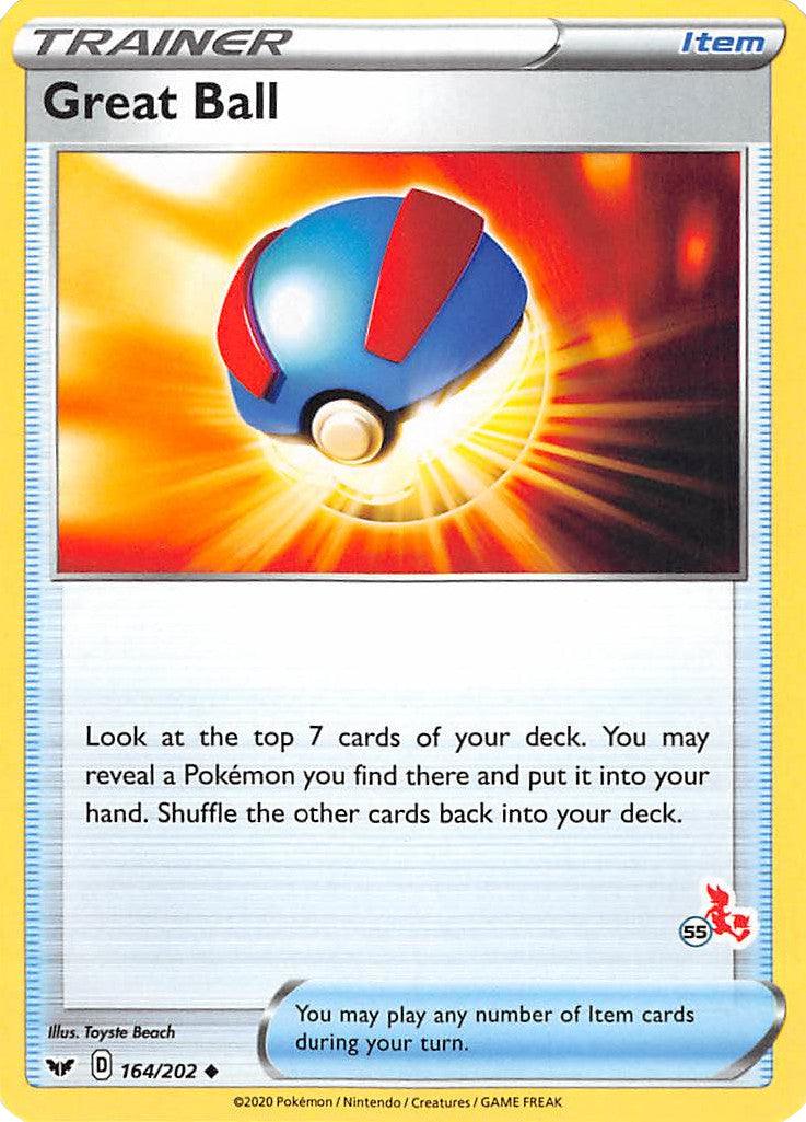 164, Battle Academy 2022, Item, Normal, Uncommon Great Ball (164/202) (Cinderace Stamp #55) [Battle Academy 2022] - Trading Card World