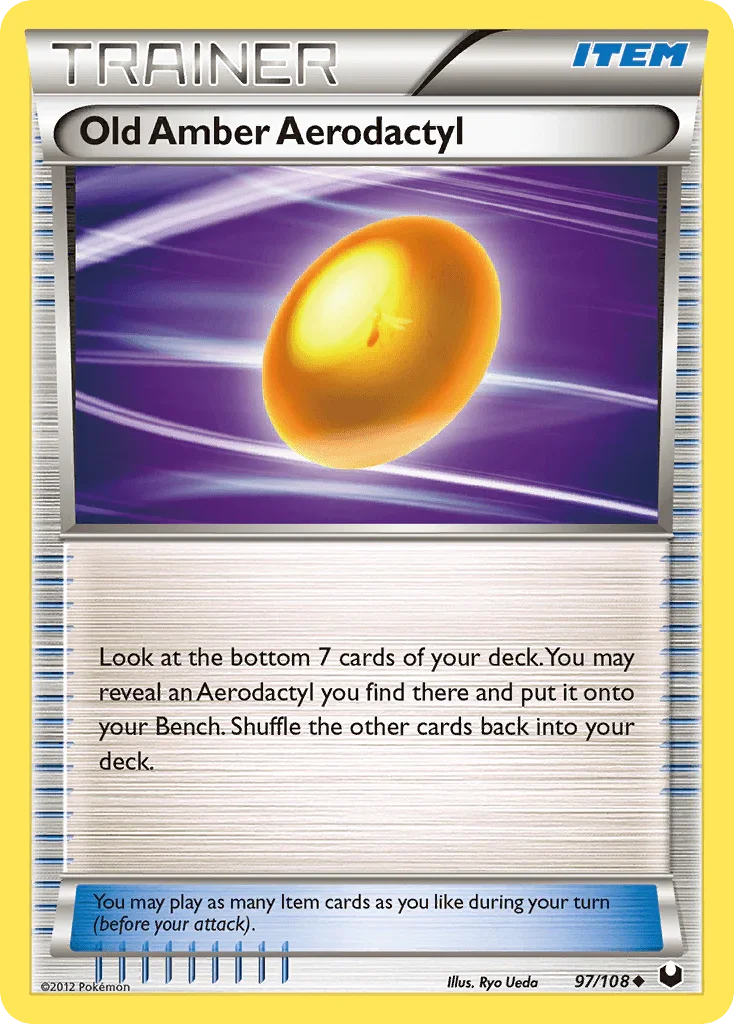 97, Black & White: Dark Explorers, Item, Normal, Reverse Holofoil, Uncommon Old Amber Aerodactyl (97/108) [Black & White: Dark Explorers] - Trading Card World