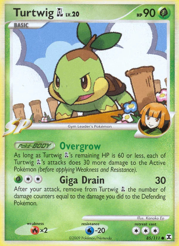 85, Common, Fire[×2], Grass, Normal, Platinum: Rising Rivals, Reverse Holofoil, Water[-20] Turtwig GL (85/111) [Platinum: Rising Rivals] - Trading Card World
