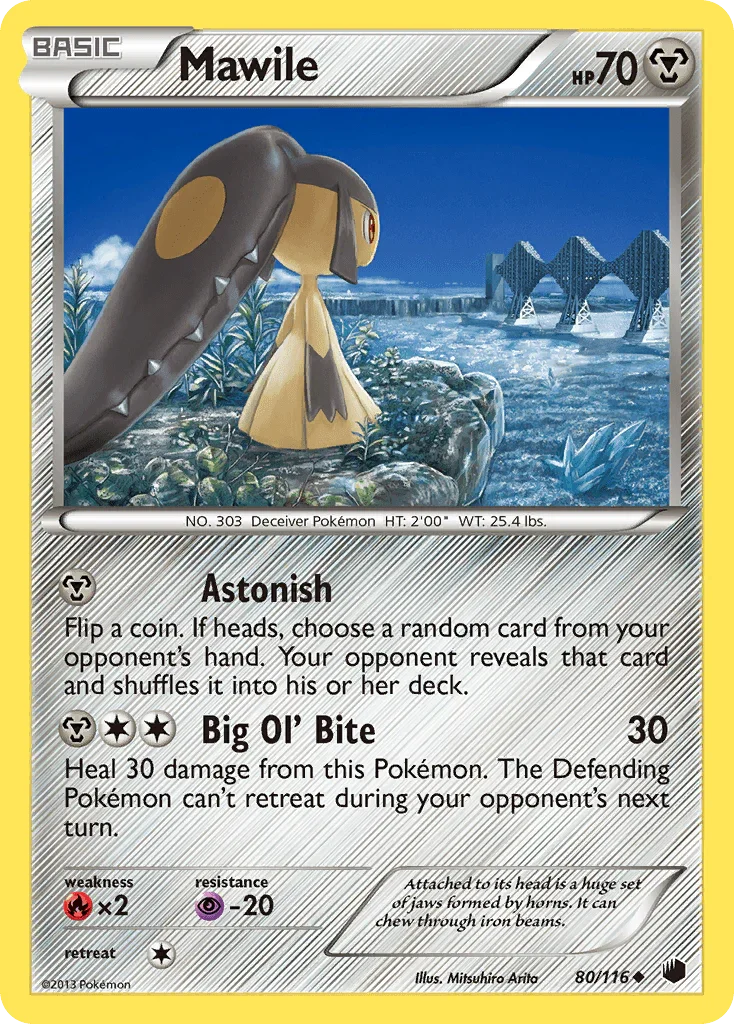 80, Black & White: Plasma Freeze, Fire[×2], Metal, Normal, Psychic[-20], Reverse Holofoil, Uncommon Mawile (80/116) [Black & White: Plasma Freeze] - Trading Card World