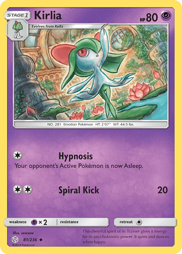 81, Normal, Psychic, Psychic[×2], Reverse Holofoil, Sun & Moon: Cosmic Eclipse, Uncommon Kirlia (81/236) [Sun & Moon: Cosmic Eclipse] - Trading Card World