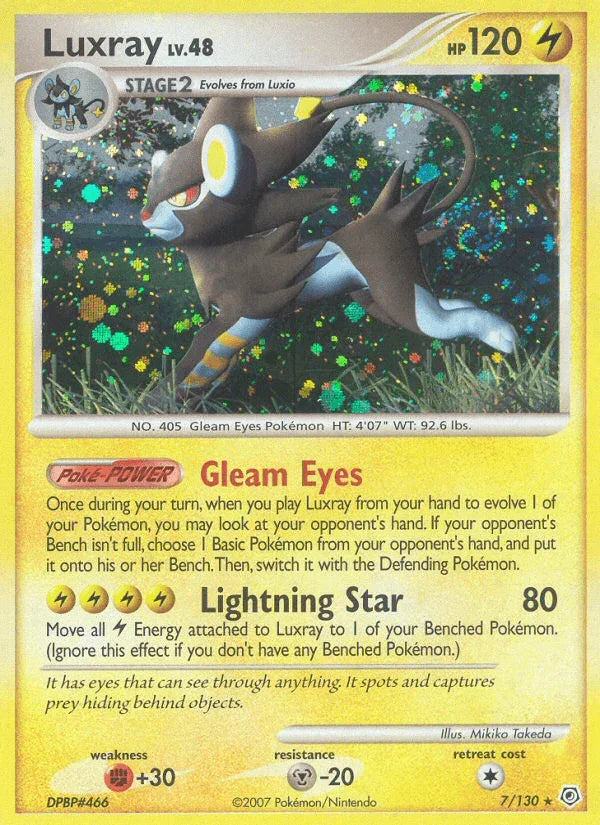 Diamond & Pearl: Base Set, Fighting[+30], Holo Rare, Holofoil, Lightning, Metal[-20], Reverse Holofoil Luxray (7/130) [Diamond & Pearl: Base Set] - Trading Card World