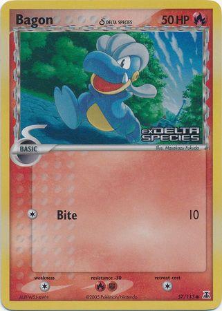 57, Colorless[×2], Common, EX: Delta Species, Fighting[-30], Fire, Fire[-30], Reverse Holofoil Bagon (57/113) (Delta Species) (Stamped) [EX: Delta Species] - Trading Card World