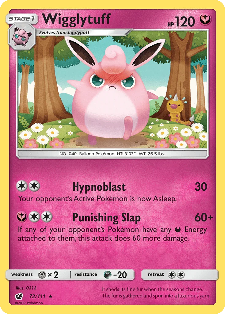 72, Darkness[-20], Fairy, Metal[×2], Normal, Rare, Reverse Holofoil, Sun & Moon: Crimson Invasion Wigglytuff (72/111) [Sun & Moon: Crimson Invasion] - Trading Card World