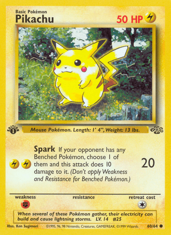 1st Edition Normal, 60, Common, Fighting[×2], Jungle 1st Edition, Lightning Pikachu (60/64) [Jungle 1st Edition] - Trading Card World