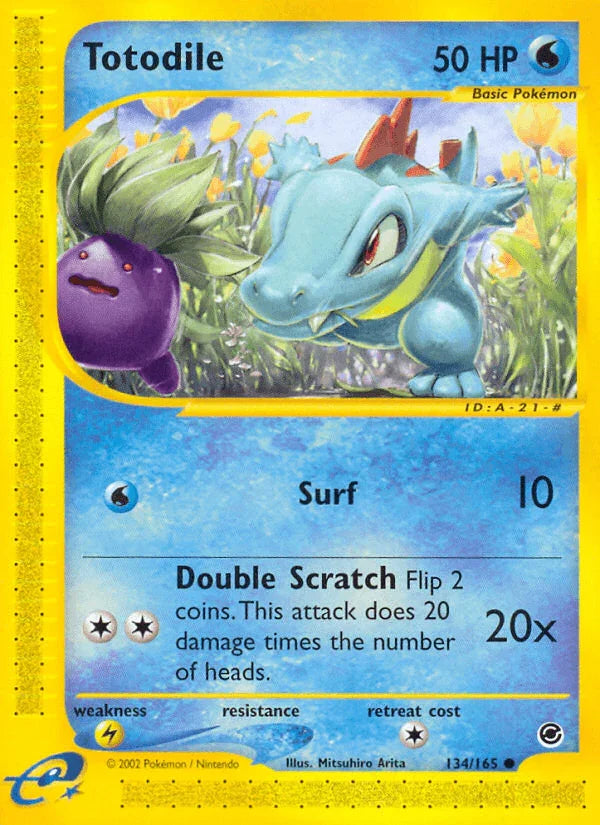 134, Common, Expedition: Base Set, Lightning[×2], Normal, Reverse Holofoil, Water Totodile (134/165) [Expedition: Base Set] - Trading Card World