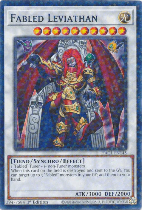 1st Edition, Common, Fiend, Hidden Arsenal: Chapter 1, Light, Synchro/Effect Monster Fabled Leviathan (Duel Terminal) [HAC1-EN145] Common - Trading Card World
