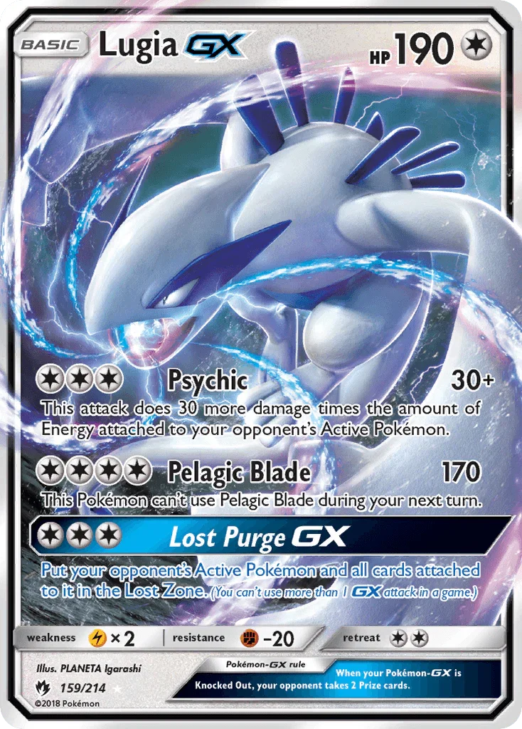 159, Colorless, Fighting[-20], Holofoil, Lightning[×2], Sun & Moon: Lost Thunder, Ultra Rare Lugia GX (159/214) [Sun & Moon: Lost Thunder] - Trading Card World