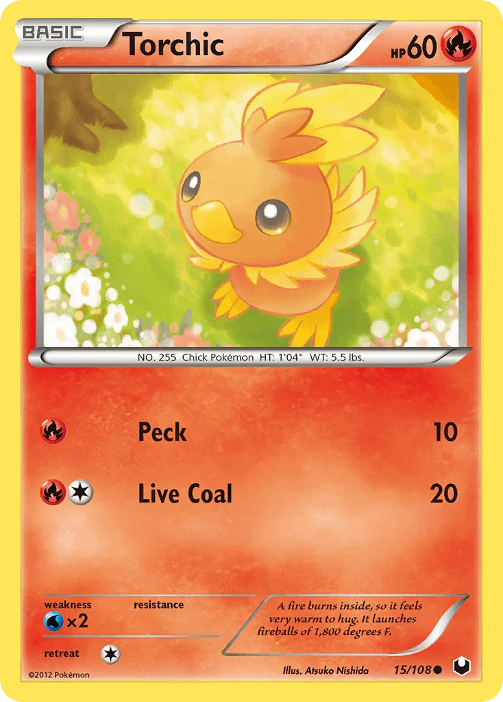 15, Black & White: Dark Explorers, Common, Fire, Normal, Reverse Holofoil, Water[×2] Torchic (15/108) [Black & White: Dark Explorers] - Trading Card World