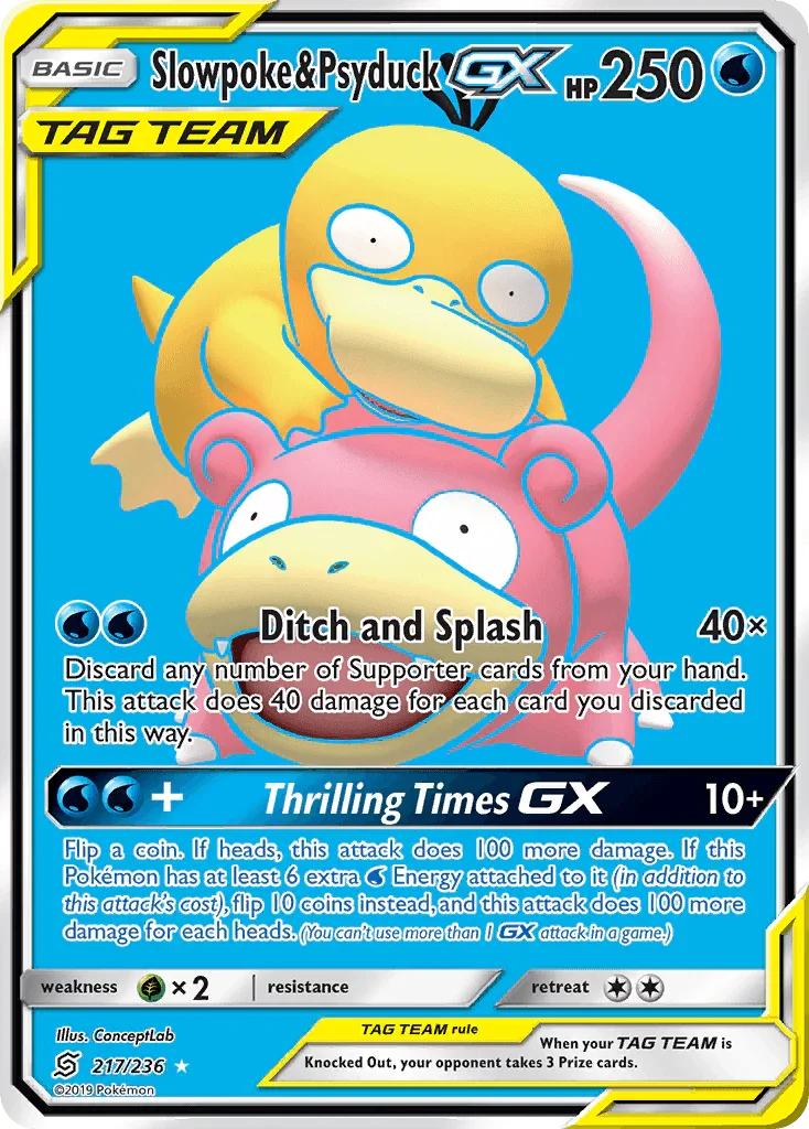 217, Grass[×2], Holofoil, Sun & Moon: Unified Minds, Ultra Rare, Water Slowpoke & Psyduck GX (217/236) [Sun & Moon: Unified Minds] - Trading Card World