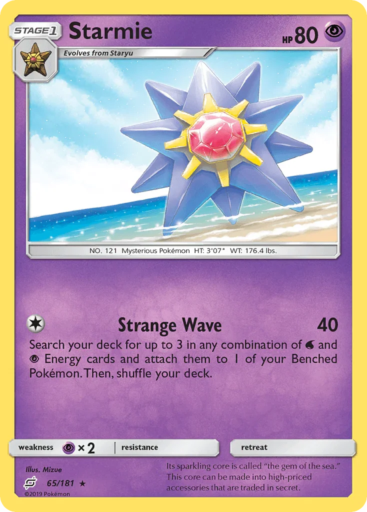 65, Normal, Psychic, Psychic[×2], Rare, Reverse Holofoil, Sun & Moon: Team Up Starmie (65/181) [Sun & Moon: Team Up] - Trading Card World