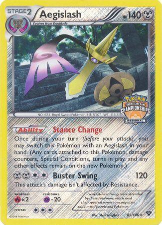 85, Fire[×2], Metal, Promo, Psychic[-20], Reverse Holofoil, XY: Base Set Aegislash (85/146) (Regional Championship Promo) [XY: Base Set] - Trading Card World