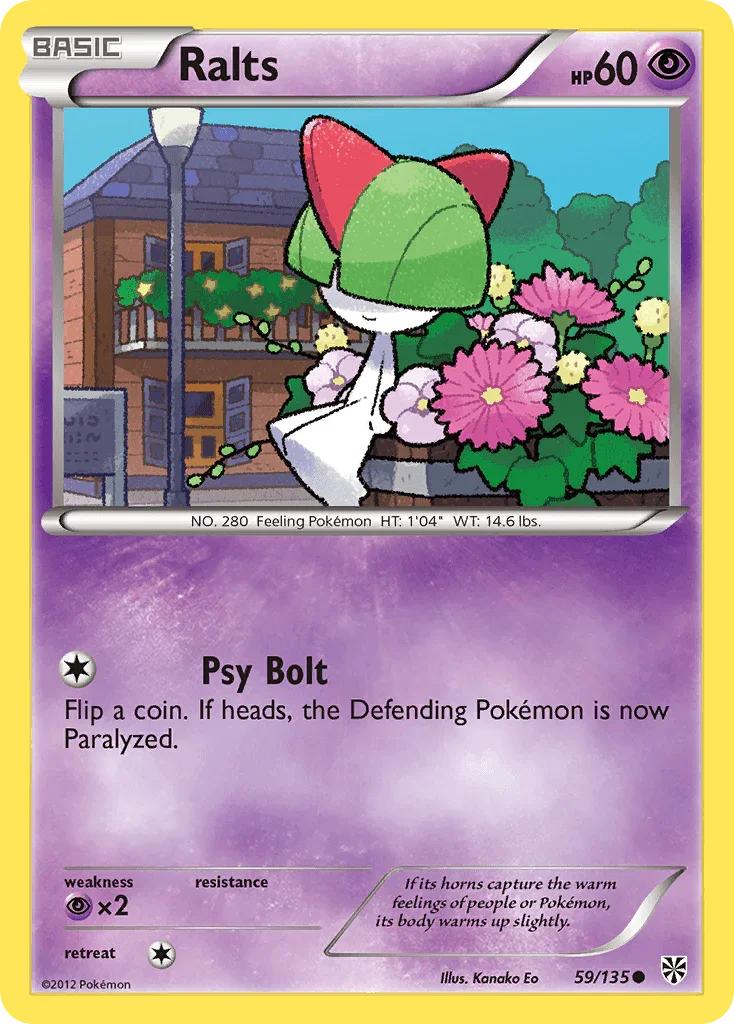 59, Black & White: Plasma Storm, Common, Normal, Psychic, Psychic[×2], Reverse Holofoil Ralts (59/135) [Black & White: Plasma Storm] - Trading Card World