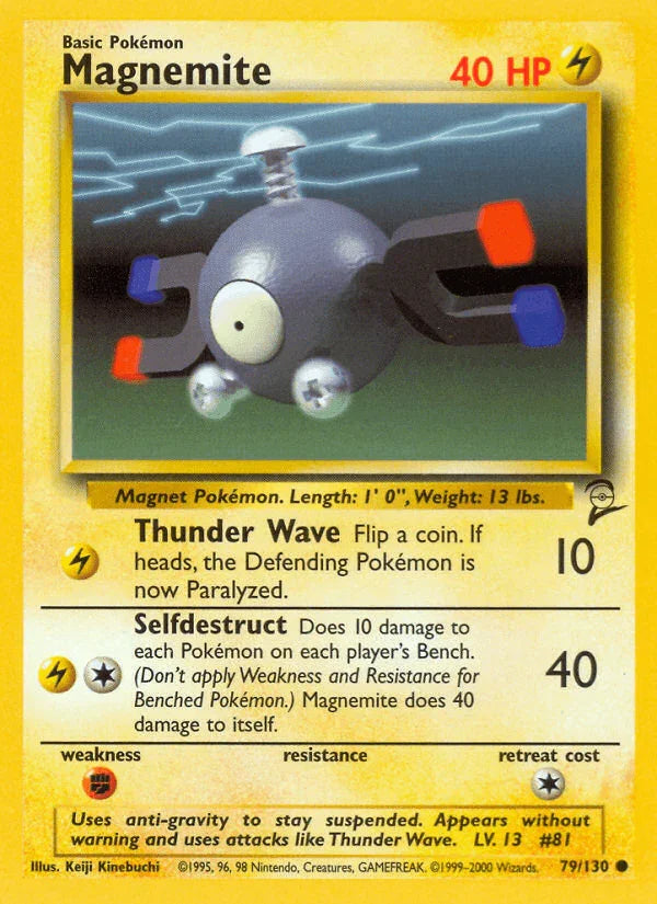 79, Base Set 2, Common, Fighting[×2], Lightning, Normal Magnemite (79/130) [Base Set 2] - Trading Card World