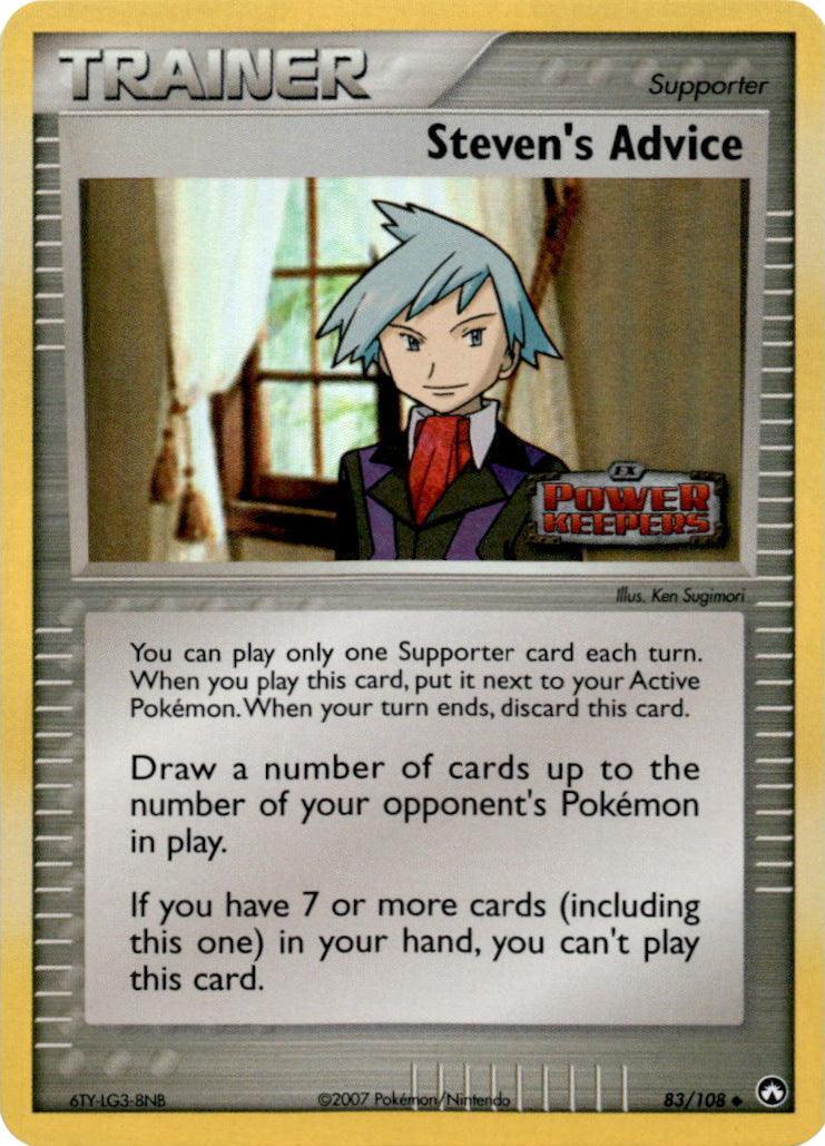 83, EX: Power Keepers, Reverse Holofoil, Supporter, Uncommon Steven's Advice (83/108) (Stamped) [EX: Power Keepers] - Trading Card World
