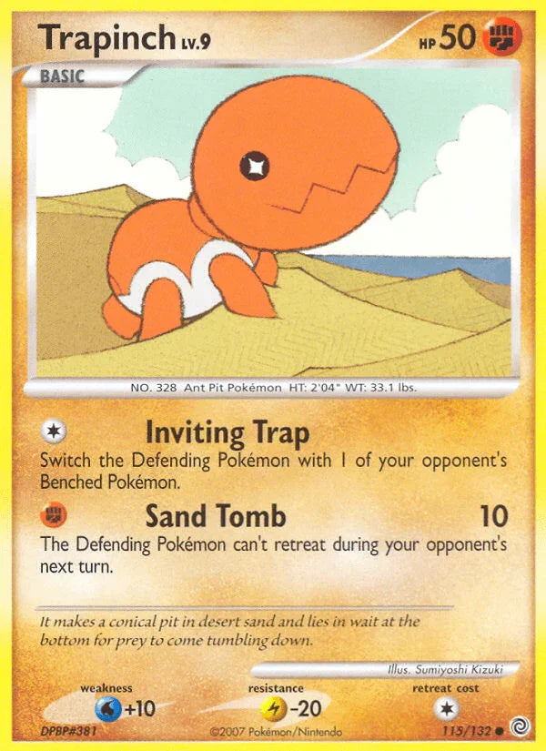 115, Common, Diamond & Pearl: Secret Wonders, Fighting, Lightning[-20], Normal, Reverse Holofoil, Water[+10] Trapinch (115/132) [Diamond & Pearl: Secret Wonders] - Trading Card World