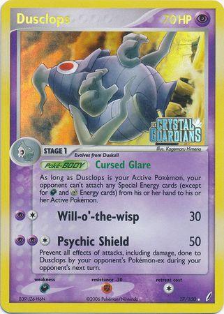 17, Darkness[×2], EX: Crystal Guardians, Fighting[-30], Psychic, Rare, Reverse Holofoil Dusclops (17/100) (Stamped) [EX: Crystal Guardians] - Trading Card World