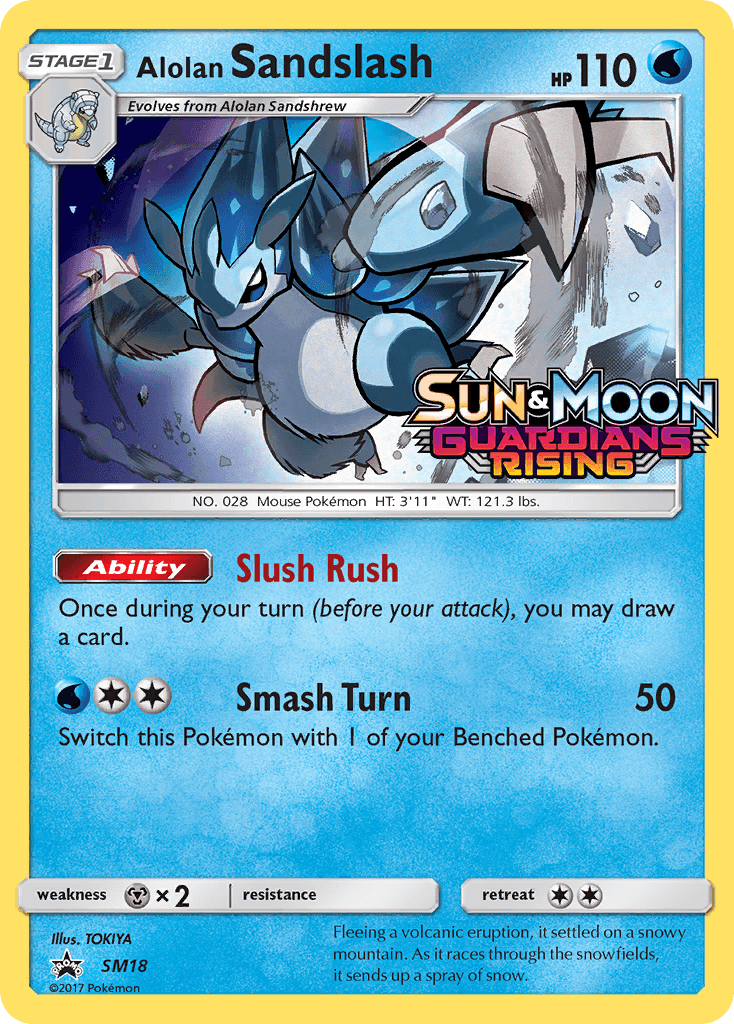 Holofoil, Metal [x2], Promo, SM18, Sun & Moon: Black Star Promos, Water Alolan Sandslash (SM18) (Prerelease Promo) [Sun & Moon: Black Star Promos] - Trading Card World