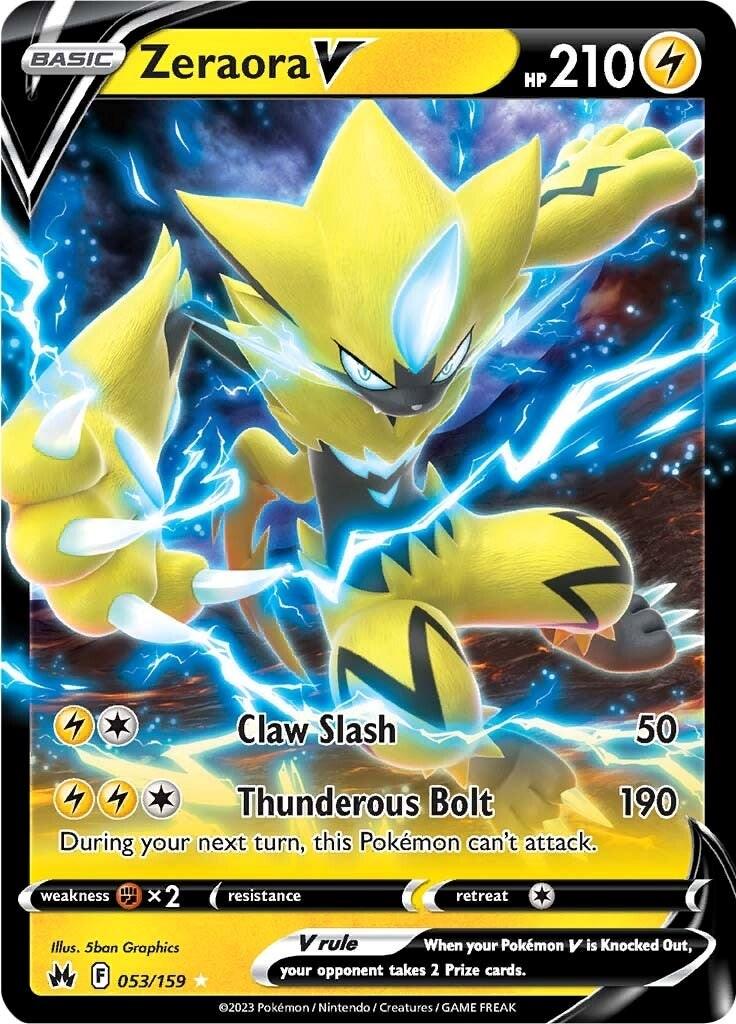 053, Grass [x2], Holofoil, Lightning, Sword & Shield: Crown Zenith, Ultra Rare Zeraora V (053/159) [Sword & Shield: Crown Zenith] - Trading Card World