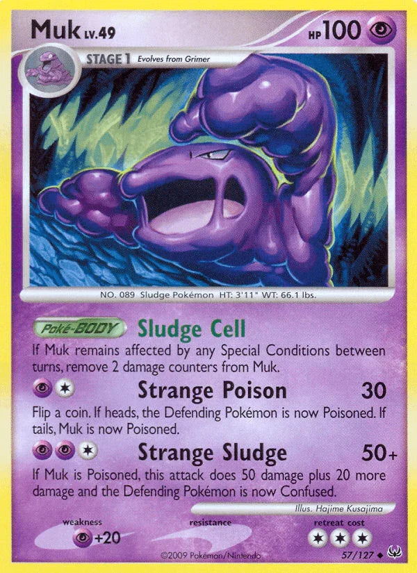 57, Normal, Platinum: Base Set, Psychic, Psychic[+20], Reverse Holofoil, Uncommon Muk (57/127) [Platinum: Base Set] - Trading Card World