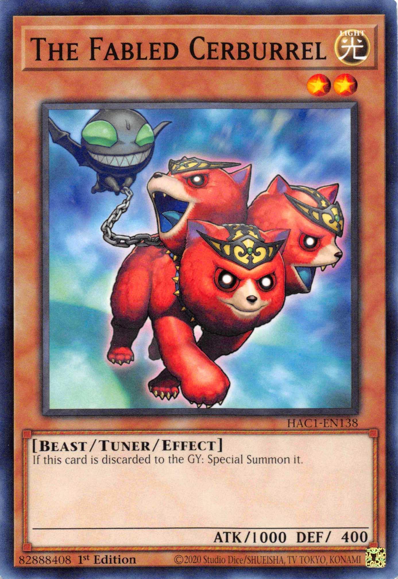 1st Edition, Beast, Common, Hidden Arsenal: Chapter 1, Light, Tuner/Effect Monster The Fabled Cerburrel [HAC1-EN138] Common - Trading Card World