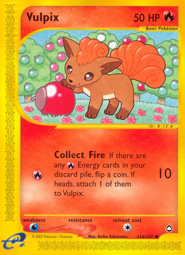 116, Aquapolis, Common, Fire, Normal, Reverse Holofoil, Water[×2] Vulpix (116/147) [Aquapolis] - Trading Card World