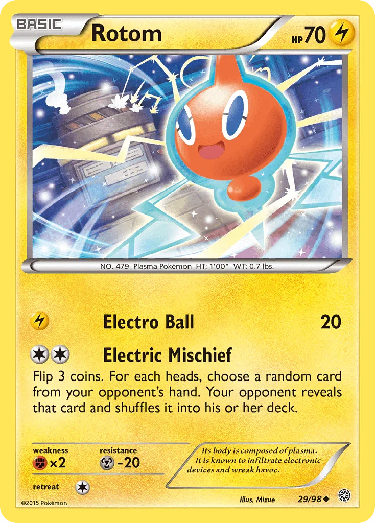 29, Fighting[×2], Lightning, Metal[-20], Normal, Reverse Holofoil, Uncommon, XY: Ancient Origins Rotom (29/98) [XY: Ancient Origins] - Trading Card World