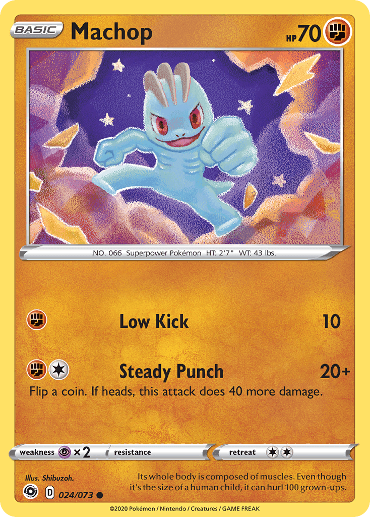 024, Common, Fighting, Normal, Psychic[×2], Reverse Holofoil, Sword & Shield: Champion's Path Machop (024/073) [Sword & Shield: Champion's Path] - Trading Card World