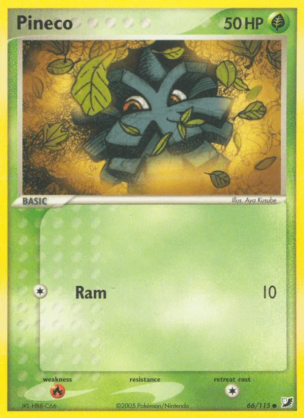 66, Common, EX: Unseen Forces, Fire[×2], Grass, Normal Pineco (66/115) [EX: Unseen Forces] - Trading Card World