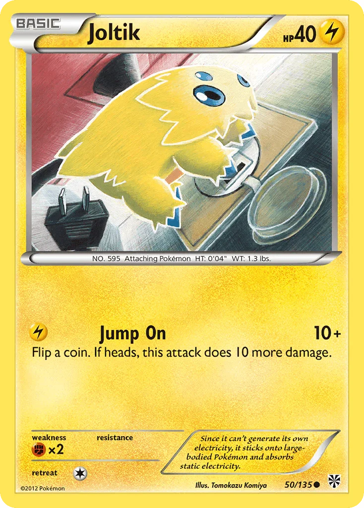 50, Black & White: Plasma Storm, Common, Fighting[×2], Lightning, Normal, Reverse Holofoil Joltik (50/135) [Black & White: Plasma Storm] - Trading Card World