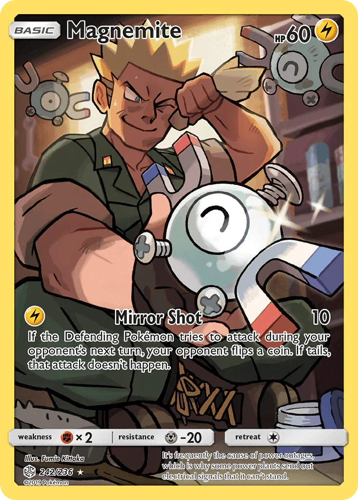 242, Fighting[×2], Holofoil, Lightning, Metal[-20], Secret Rare, Sun & Moon: Cosmic Eclipse Magnemite (242/236) [Sun & Moon: Cosmic Eclipse] - Trading Card World