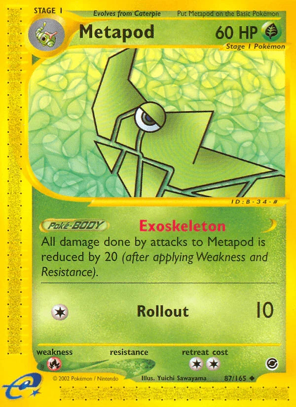 87, Expedition: Base Set, Fire[×2], Grass, Normal, Reverse Holofoil, Uncommon Metapod (87/165) [Expedition: Base Set] - Trading Card World