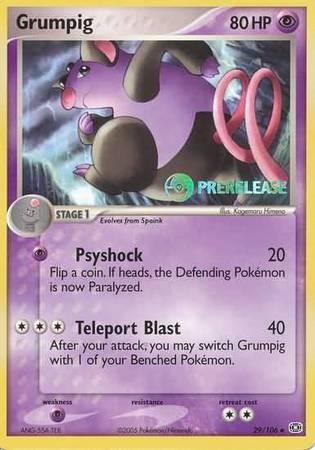 29, Nintendo: Black Star Promos, Normal, Promo, Psychic, Psychic[×2] Grumpig (29/106) (Prerelease Promo) [Nintendo: Black Star Promos] - Trading Card World