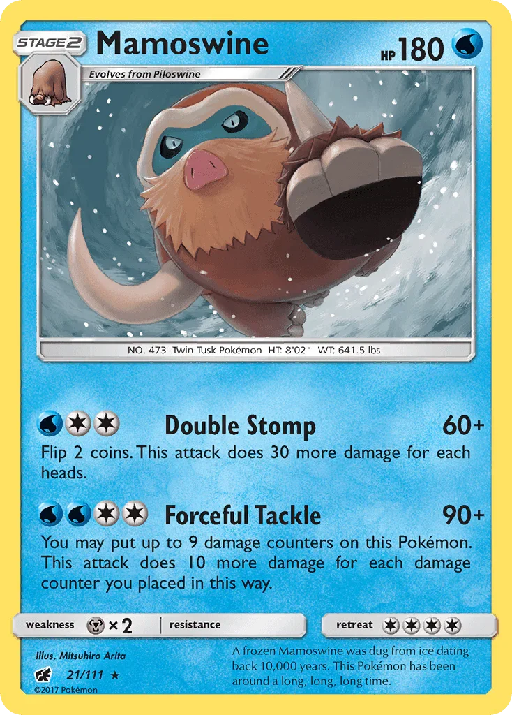 21, Metal[×2], Normal, Rare, Reverse Holofoil, Sun & Moon: Crimson Invasion, Water Mamoswine (21/111) [Sun & Moon: Crimson Invasion] - Trading Card World