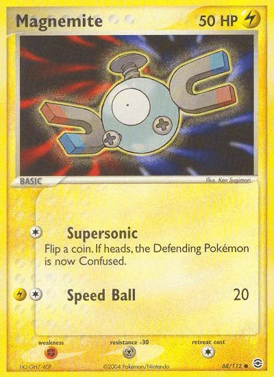 68, Common, EX: FireRed & LeafGreen, Fighting[×2], Lightning, Metal[-30], Normal, Reverse Holofoil Magnemite (68/112) [EX: FireRed & LeafGreen] - Trading Card World